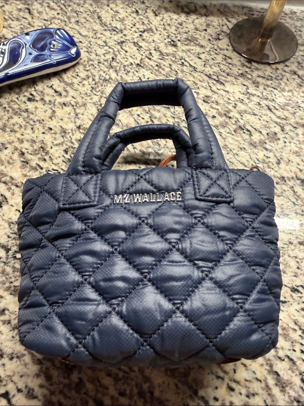 MZ Wallace Quilted Navy Mini Tote